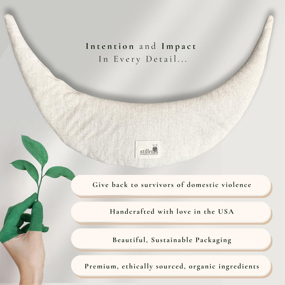 Stillnus Crescent Moon Pillow organic lavender filling provides calming aroma