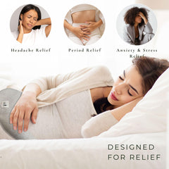 Stillnus Crescent Moon Pillow used for period relief with heat or cold therapy