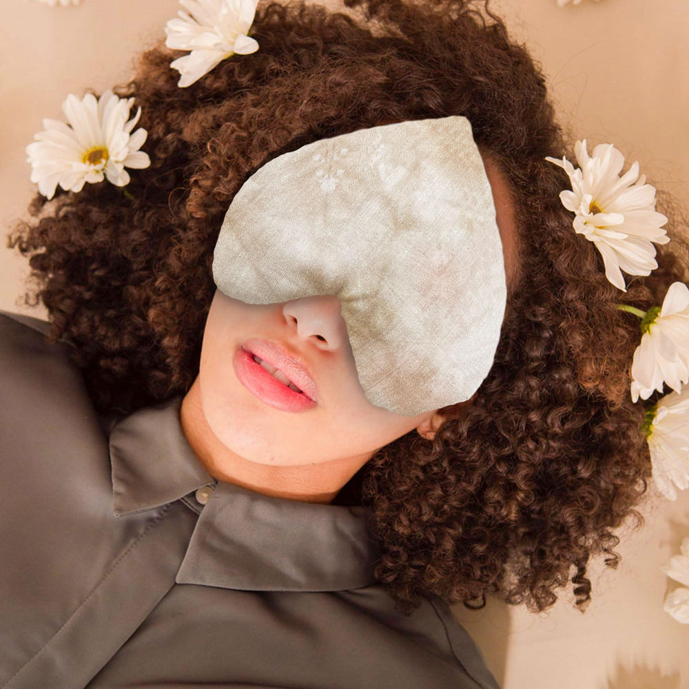 Stillnus heart eye pillow hand-dye detail highlights a unique, one-of-a-kind finish for personal comfort.