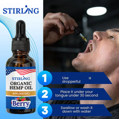 Stirling Hemp Oil omega 3 6 9 rich formula detail highlighting nutrition.