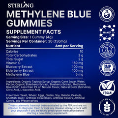 Stirling Methylene Blue Gummies on-the-go use for focus and energy.