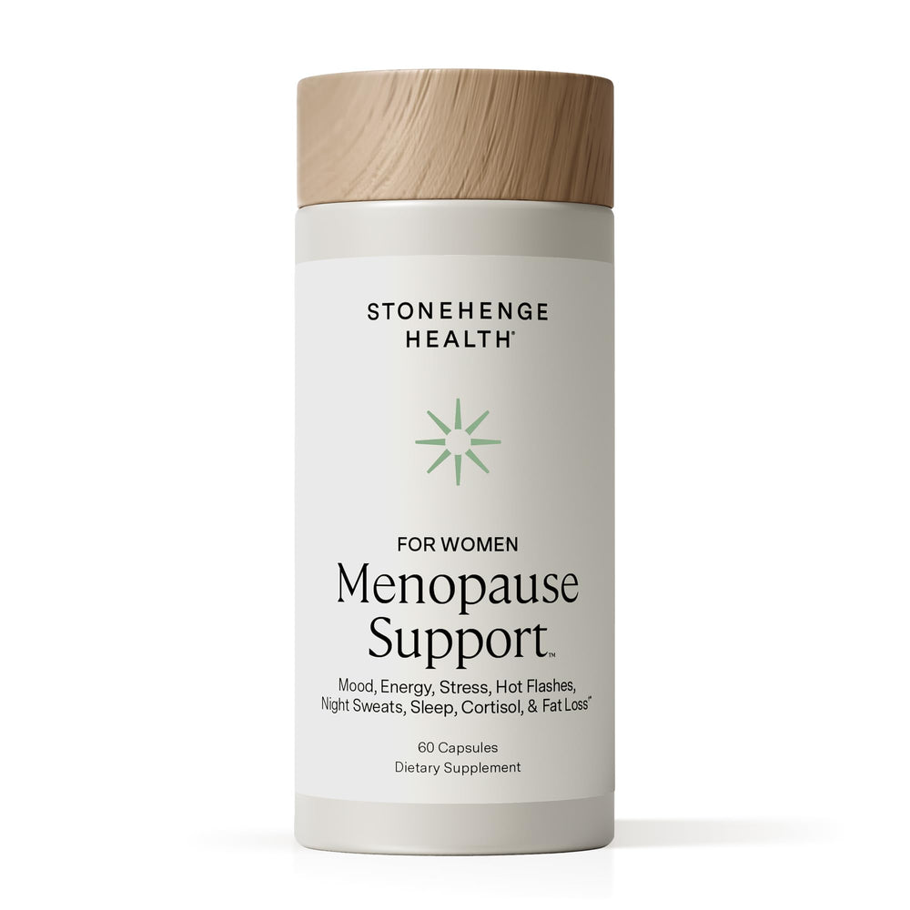 Stonehenge Health Womenopause bottle with capsules for daily menopausal support.