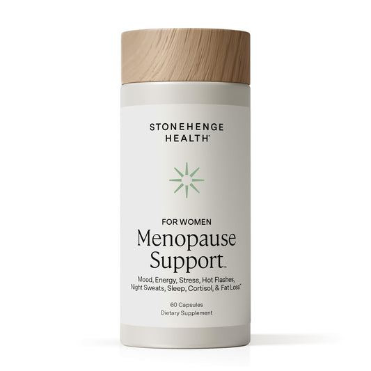 Stonehenge Health Womenopause bottle with capsules for daily menopausal support.