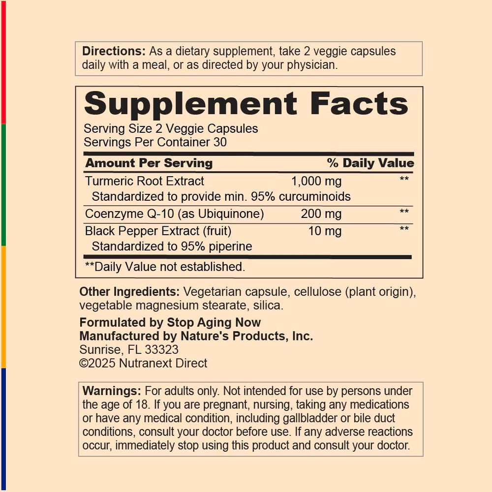 Top view of Stop Aging Now CoQ10 200mg bottle for convenient daily use