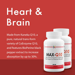 Stop Aging Now Max Q10 bottle label close-up showing Kaneka Q10 and BioPerine
