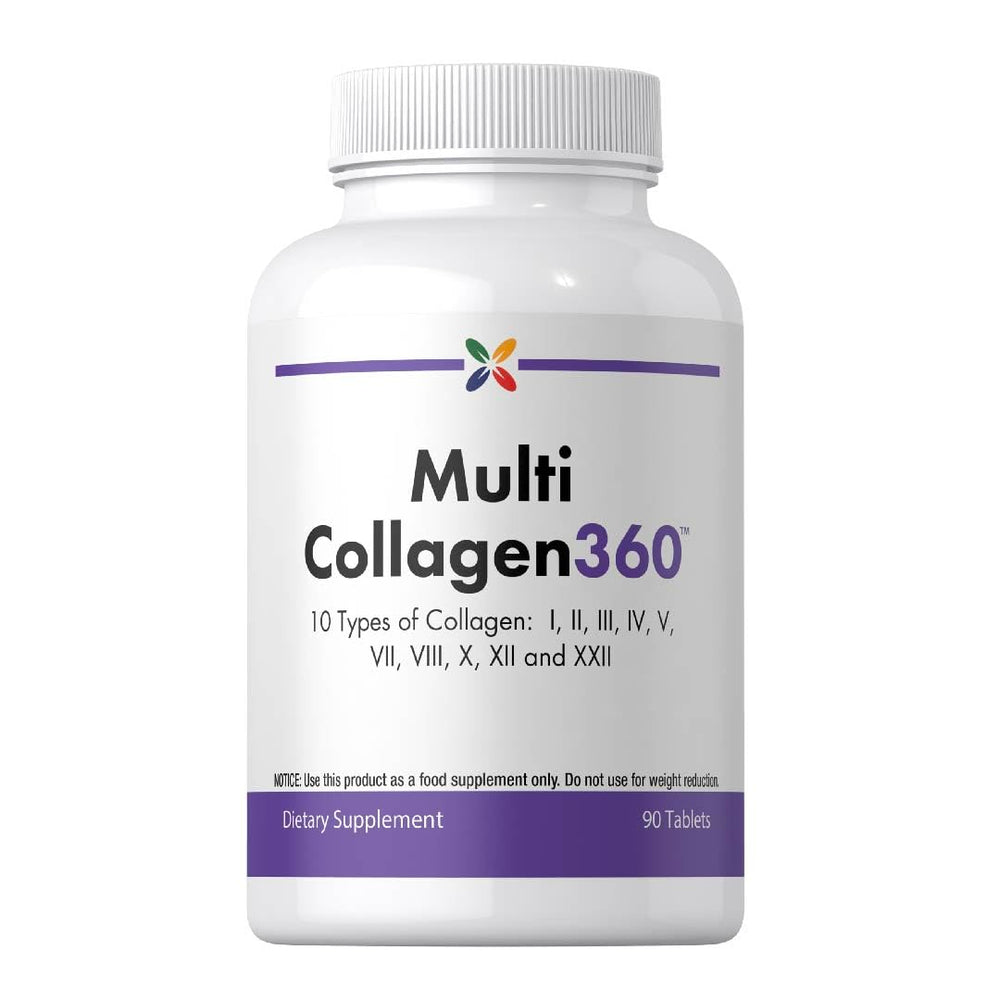 Stop Aging Now Multi Collagen pills bottle front showing convenient daily capsules.