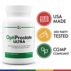 Stop Aging Now OptiProstate Ultra capsules, convenient daily supplement.