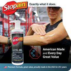 Stopain gel leaves a non-greasy, quick-drying finish on skin.