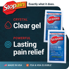 Stopain pharmacist-recommended pack signals professional support.