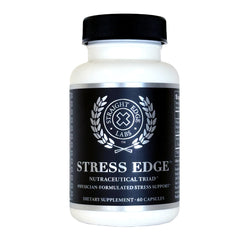 Straight Edge Labs Stress Edge bottle on table promoting calm focus.