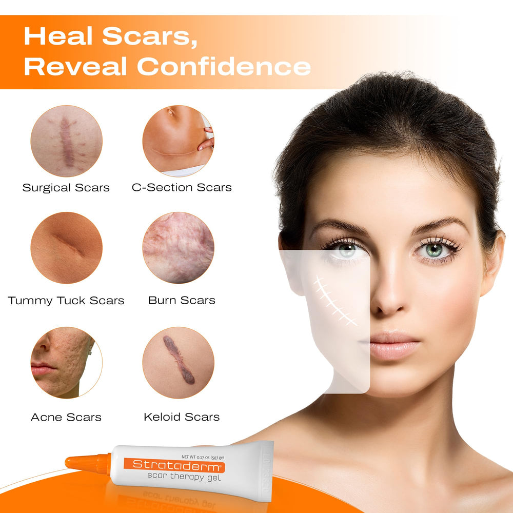 Strataderm gel on old and new scar shows versatile scar management.