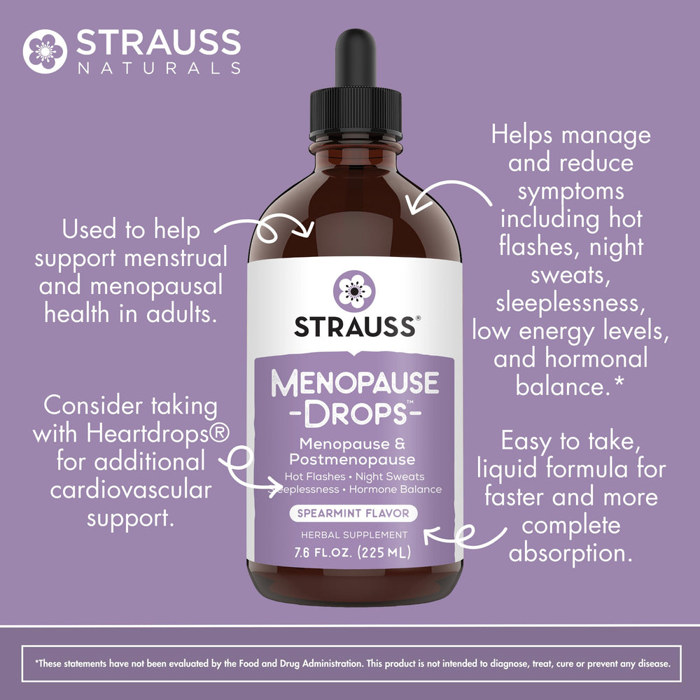 Pouring Strauss Naturals Menopause Drops for precise daily dosing
