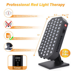 Streamlet red light panel applied to the face for skin care.
