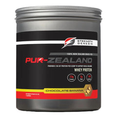Strength Genesis grass-fed whey bottle pour for a smooth post-workout shake