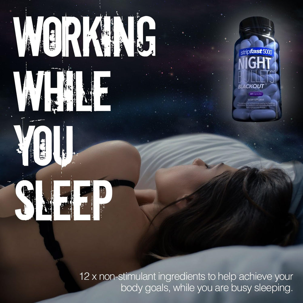Stripfast5000 Night Bullets capsules in hand illustrating easy nightly intake.