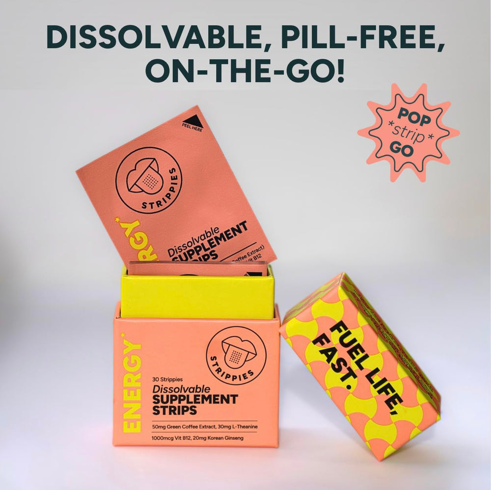 STRIPPIES includes L-Theanine and B12 for balanced support during activities.