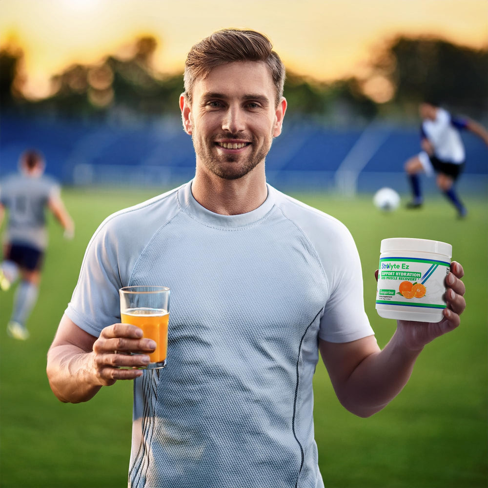 Chilled Tangerine drink prepared with Strolyte Ez Keto powder