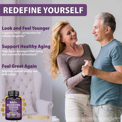 StrongVit Anti-aging formula ingredients image displaying an 18-in-1 synergistic complex