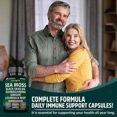 StrongVit vegan gluten-free capsules positioned beside green tea leaves