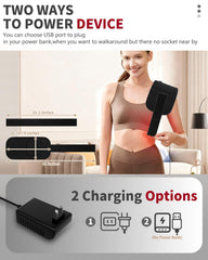 STRONIC red light therapy belt shows coverage area 12.6 by 6.3 inches for multiple body parts.