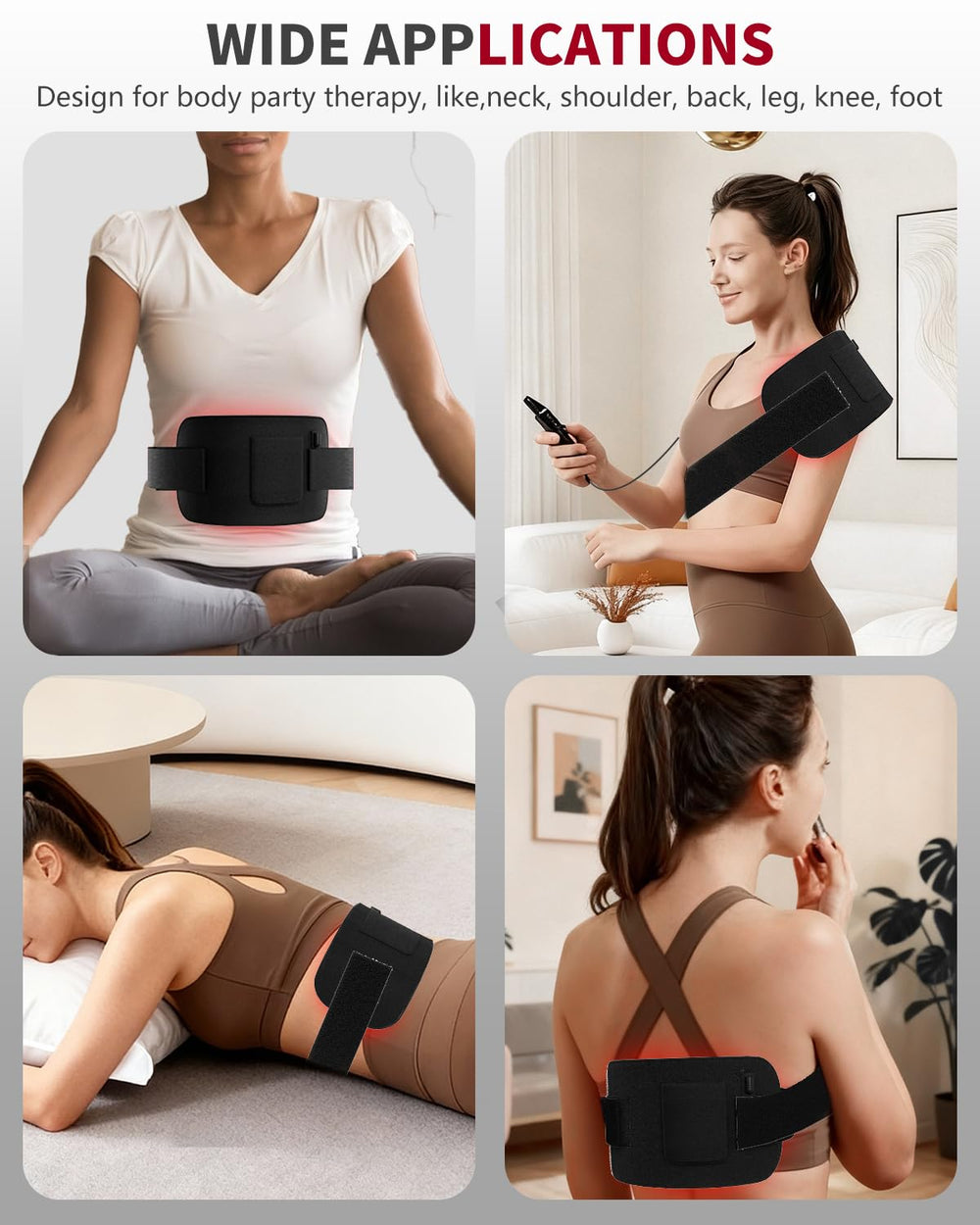 STRONIC red light therapy belt timer remote supports adjustable treatment durations.