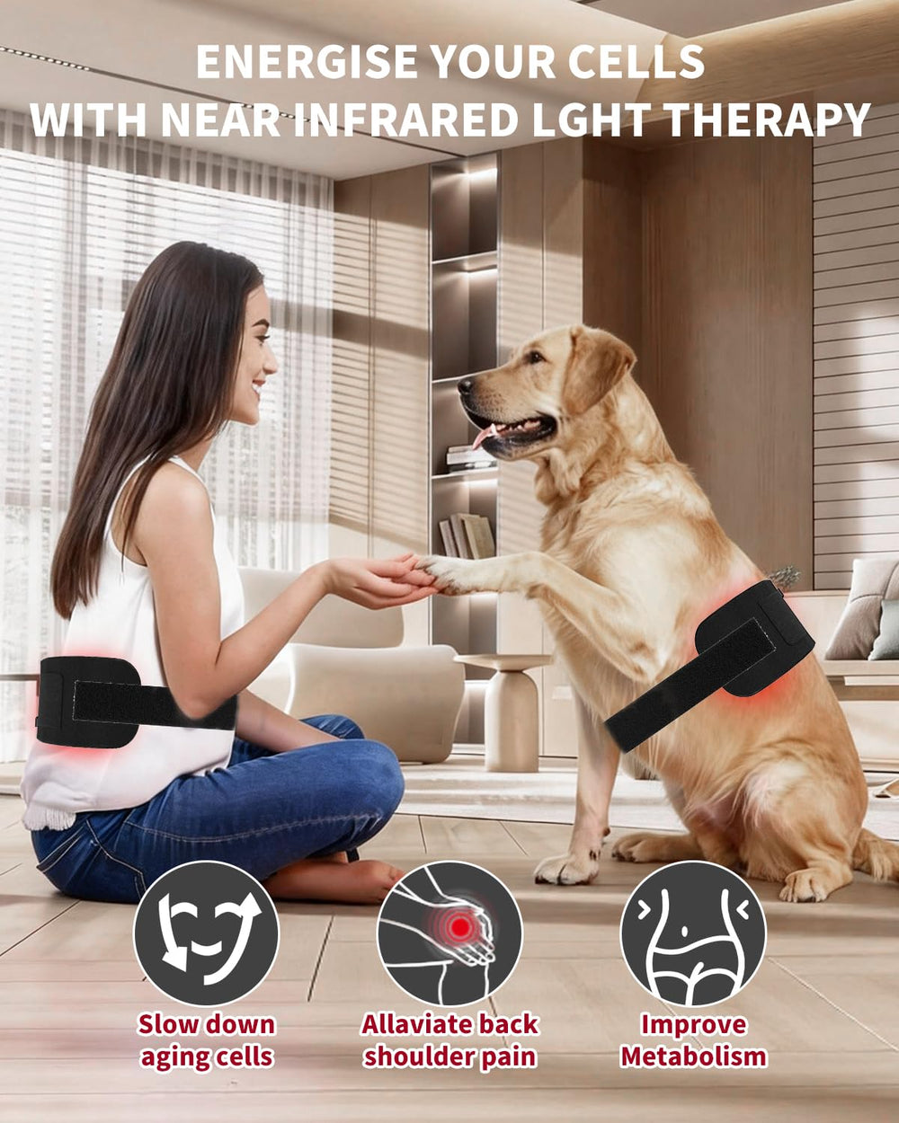STRONIC red light therapy belt USB powered for portable at-home sessions.