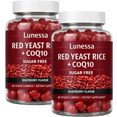 SUBMETIC Lunessa red yeast rice gummies bottle with raspberry flavor for daily enjoyment.