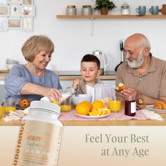 SUBSTANCE D3 Boost bottle being poured into a spoon communicates convenient daily use.