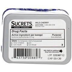 Close-up of Sucrets lozenges highlights sore throat soothing properties.