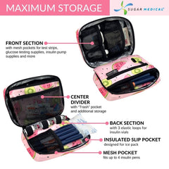 Sugar Medical elastic loops organize test strips and lancing devices securely.