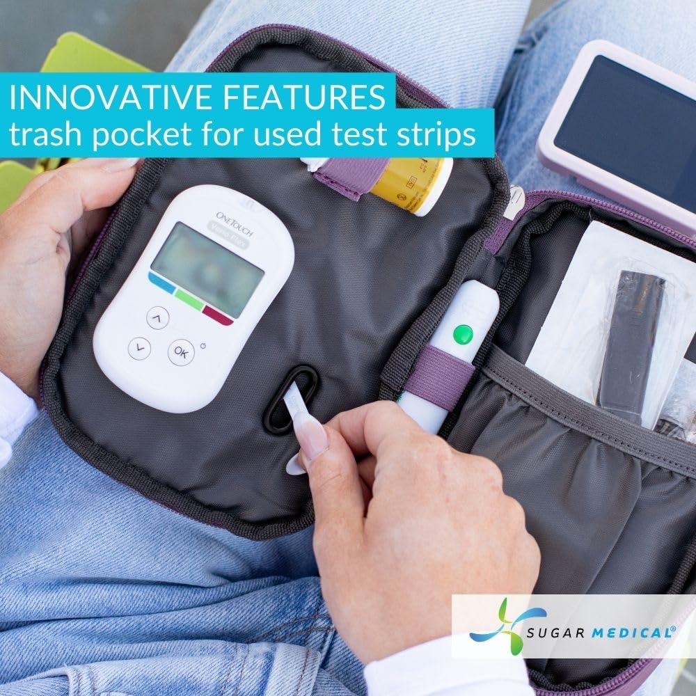 Sugar Medical insulated diabetes supply bag back insulated pocket for vials or Dexcom inserter.
