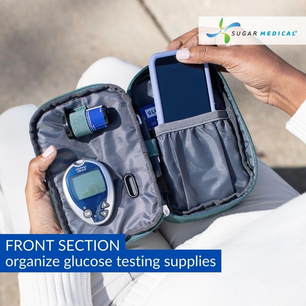 Sugar Medical insulated diabetes supply bag Pine main compartment fits meters and strips