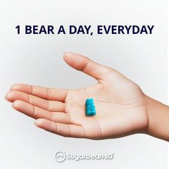 SugarBearHair SugarBearPro daily-dose camera shot showing one gummy as part of routine.