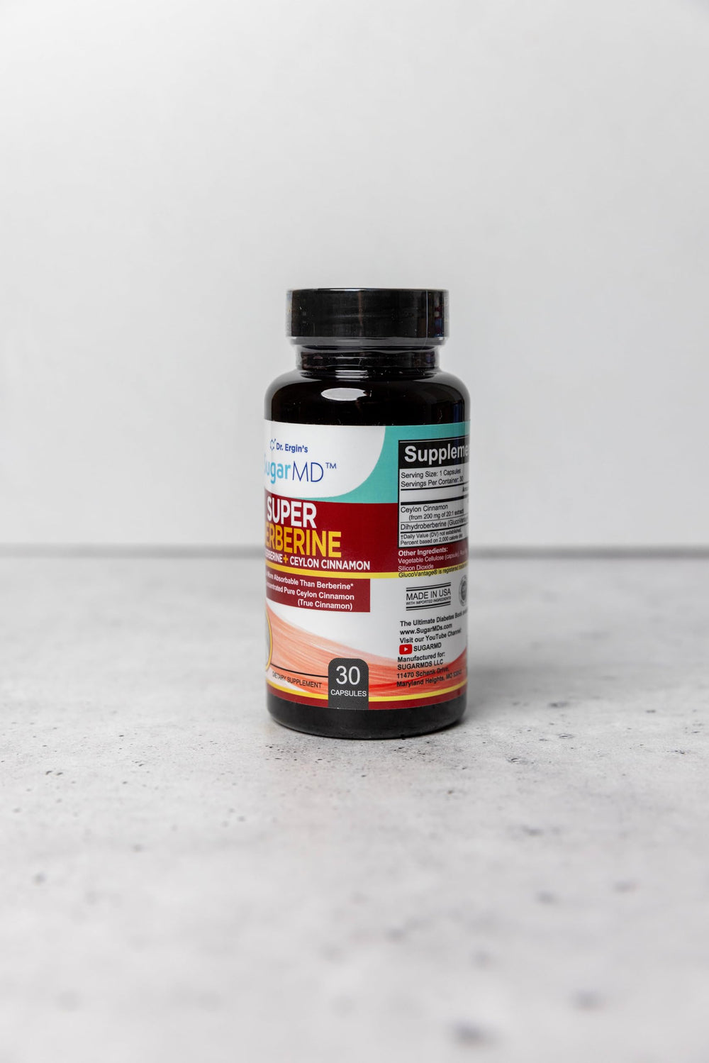 SugarMD bottle label and packaging conveys trustworthy ingredients and usage guidance