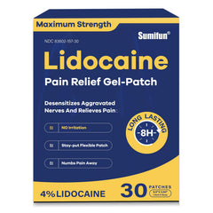 Sumifun 4% lidocaine patches box showcasing value pack for quick relief.