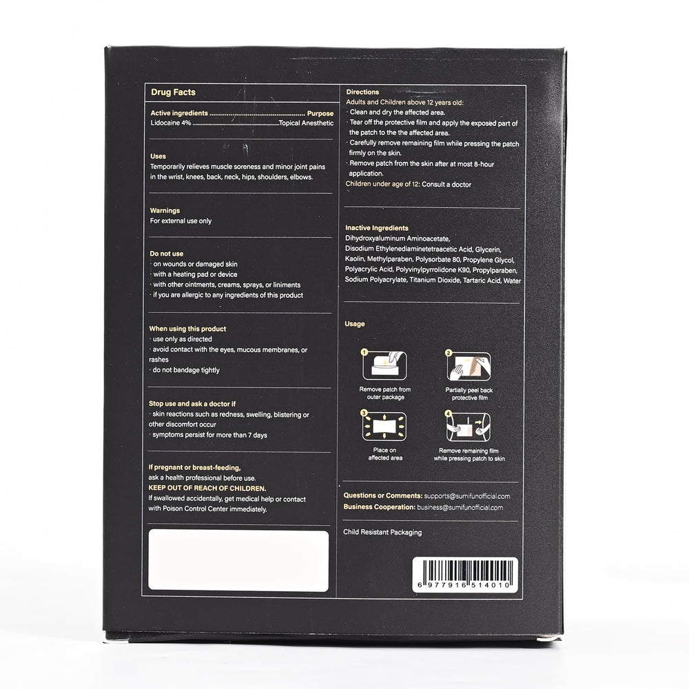 Sumifun lidocaine patch with NDC 83602-158-29 label