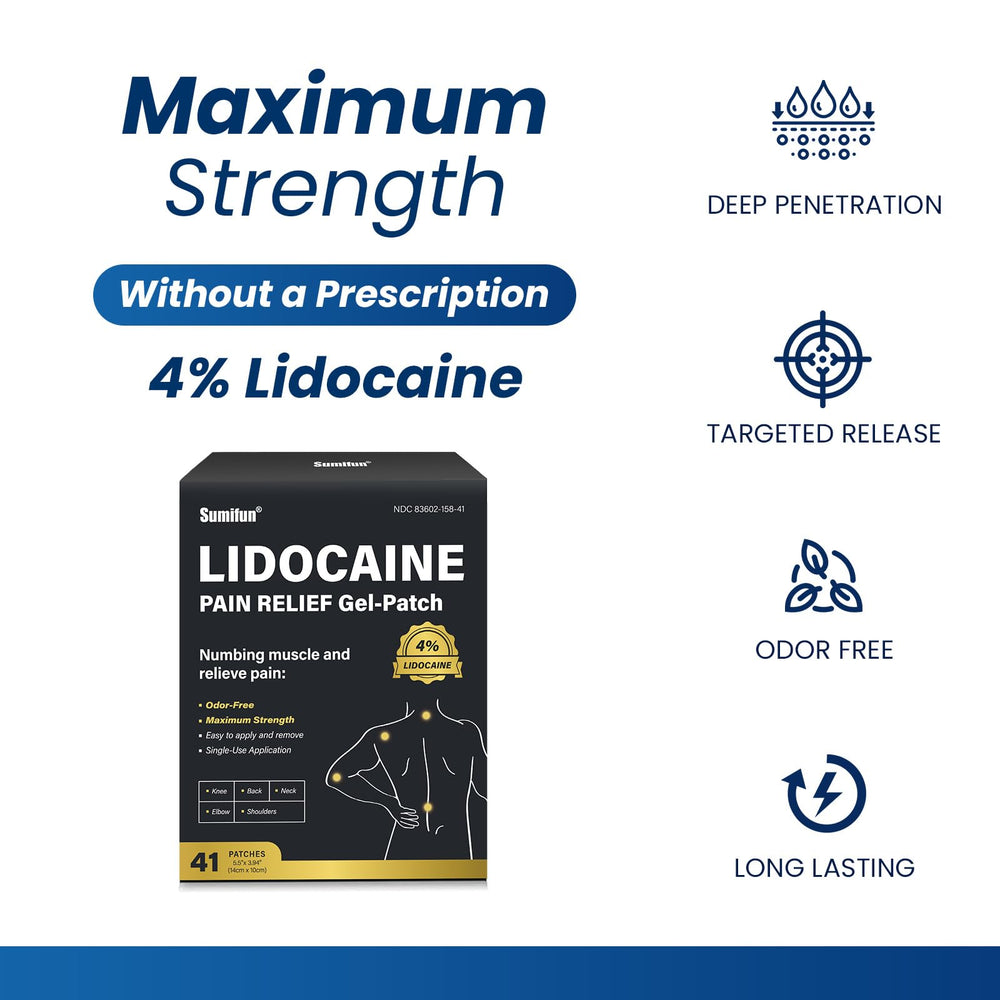 Sumifun lidocaine patch on neck and shoulder area for quick comfort.