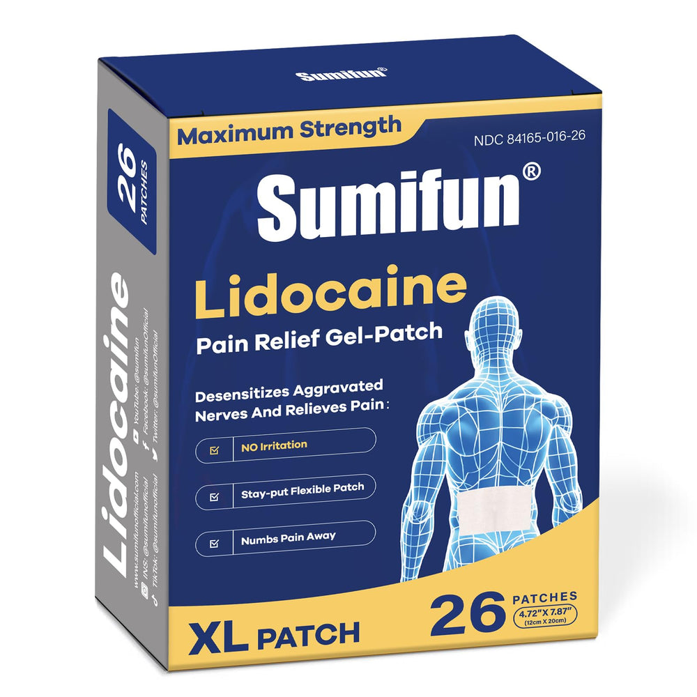 Sumifun XL lidocaine patch back coverage for broad-area relief