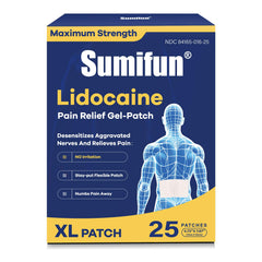 Sumifun XL Lidocaine Patches back application showing large coverage area