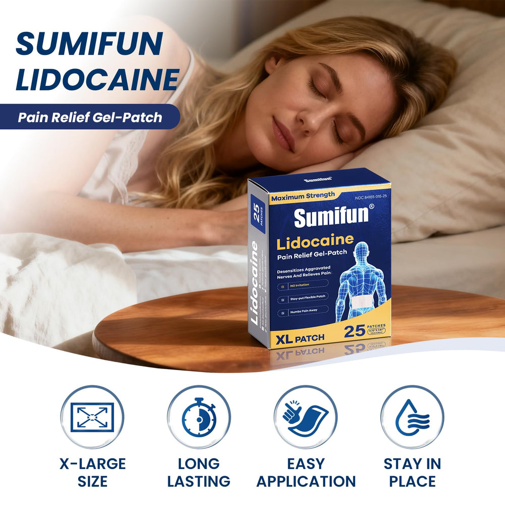 Sumifun XL Lidocaine Patches skin-friendly hydrogel on the skin