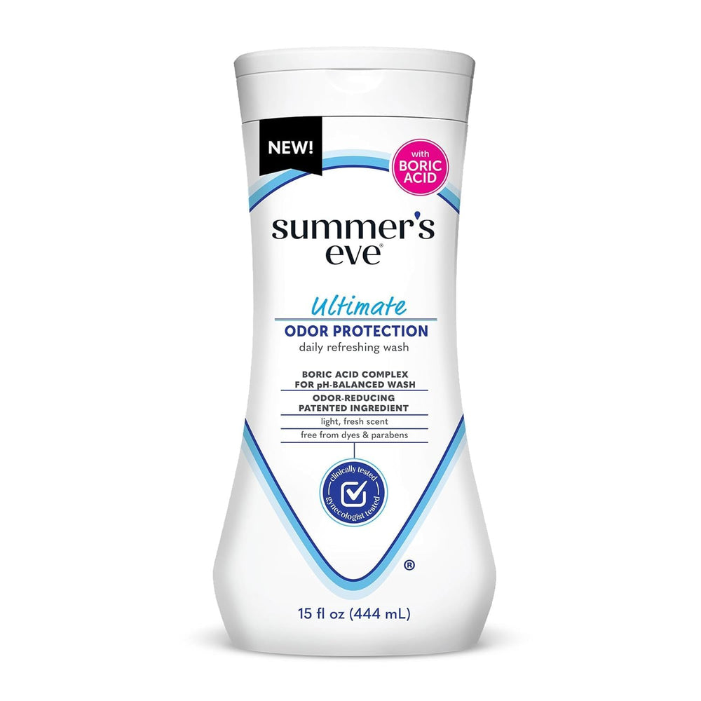 Summer's Eve Ultimate Odor Protection spray application for convenient odor control.