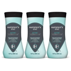 Summer’s Eve Active daily bottle front view highlights fresh, pH-balanced cleansing.