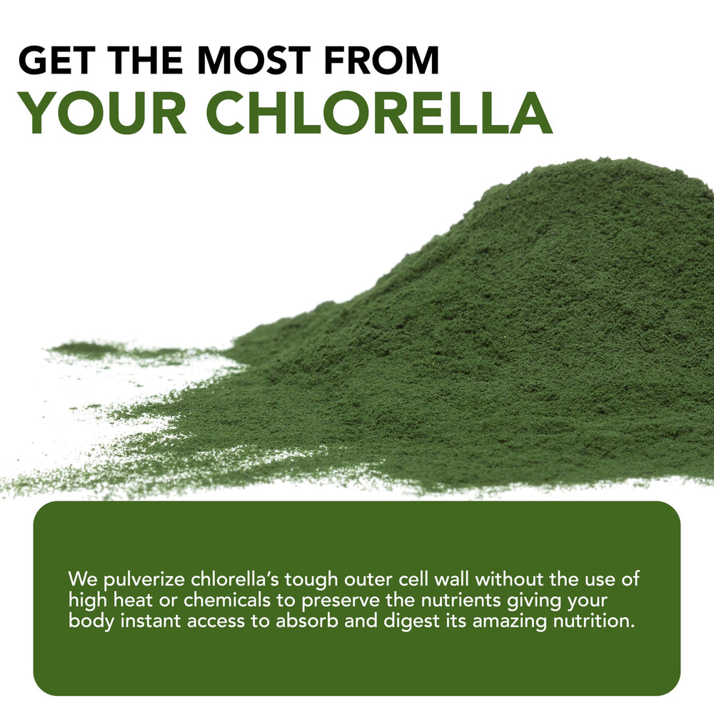 Close-up of Sun Chlorella nutrition panel highlighting vitamins.