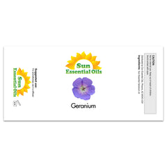 Sun Essential Oils Geranium Oil in a diffuser setup for calming atmosphere.