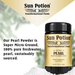 Sun Potion Pearl Powder mineral emphasis communicates valuable calcium and trace minerals.