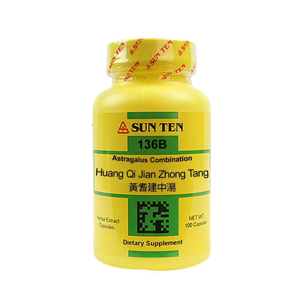 Sun Ten Astragalus Combination Capsules bottle, label visible, ideal for daily digestive wellness.