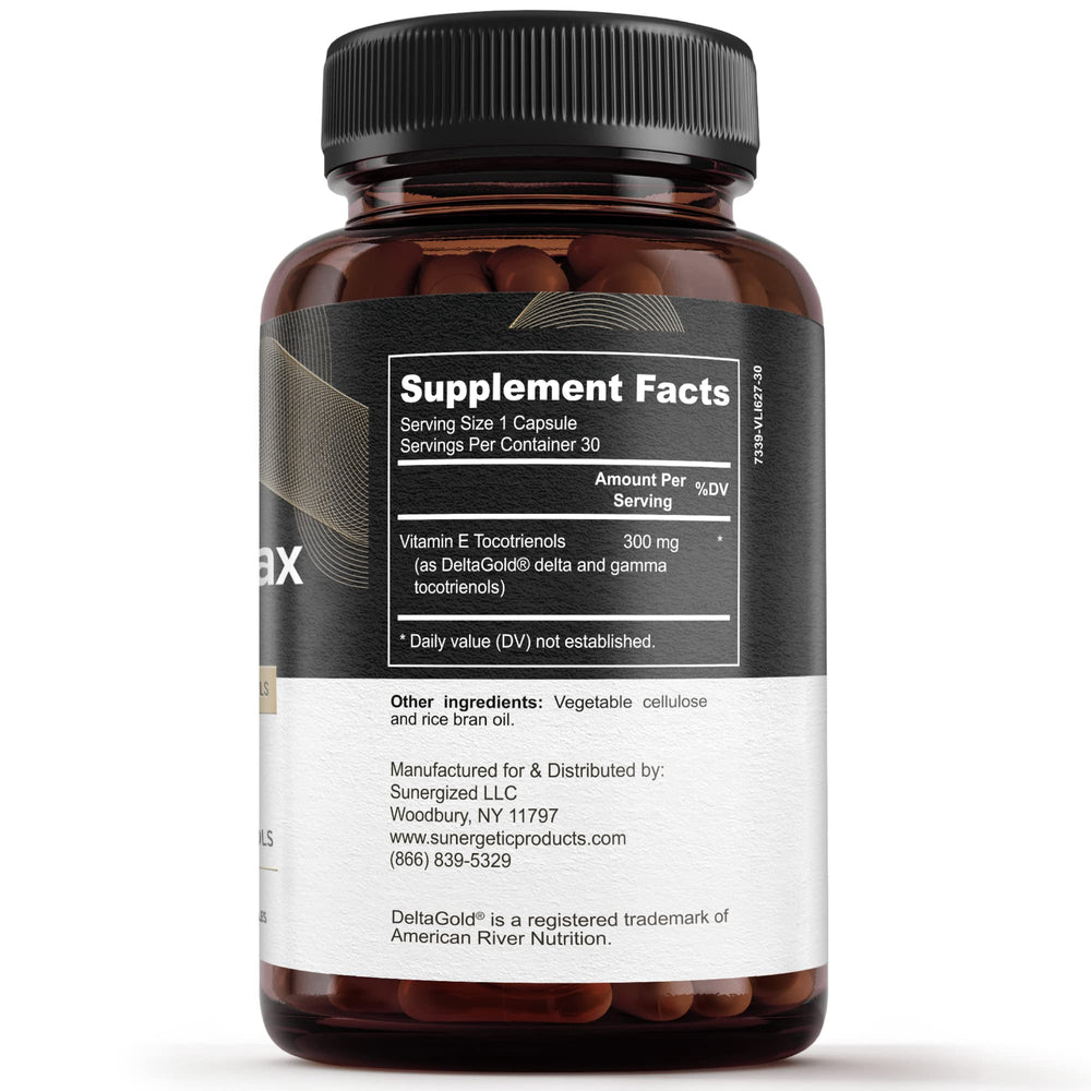 Sunergetic annatto tocotrienols capsules closeup highlights easy intake
