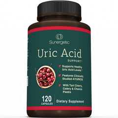 Sunergetic Uric Acid Support bottle front view may help maintain healthy uric balance.