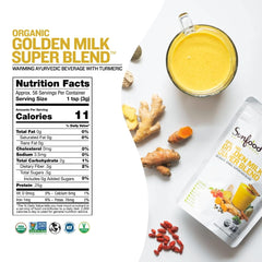 Sunfood Golden Milk Super Blend ingredients display highlighting turmeric and black pepper