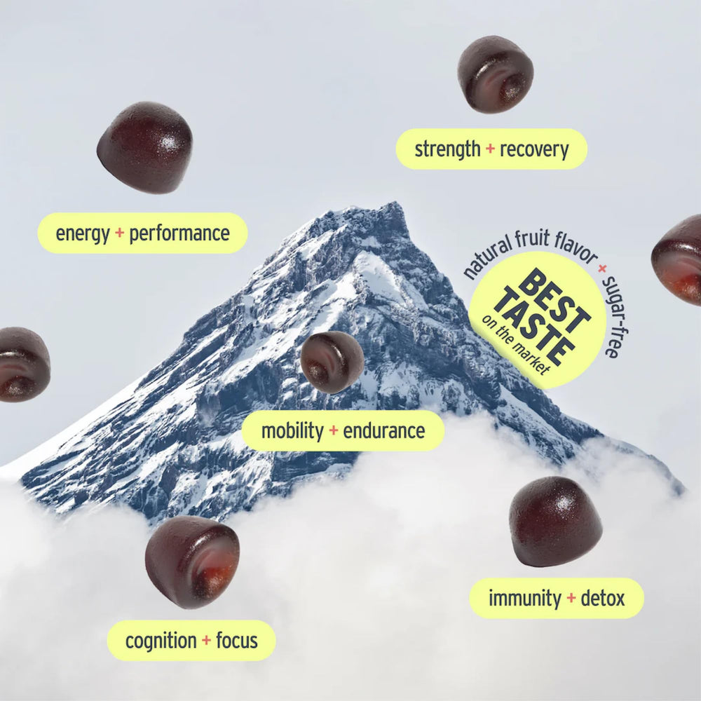 SunMed Peak Vitality gummies watermelon flavor bottle shot showcases tasty health support